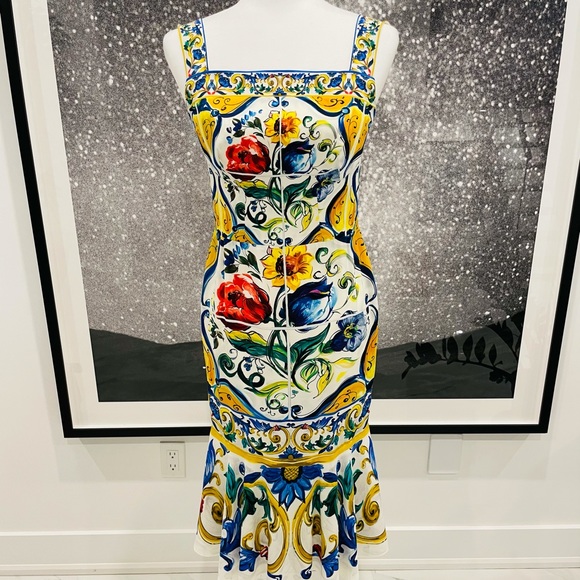 SOLD - Dolce & Gabbana Majolica Tile Print Dress - Picture 6 of 13